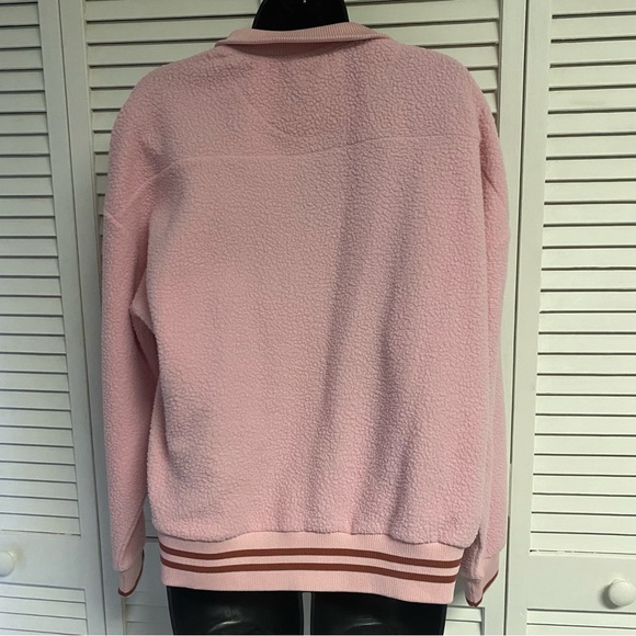 Zelos 1/2 Zip Light Pink Fleece Ribbed Hem Pullover Size Med - Picture 4 of 5